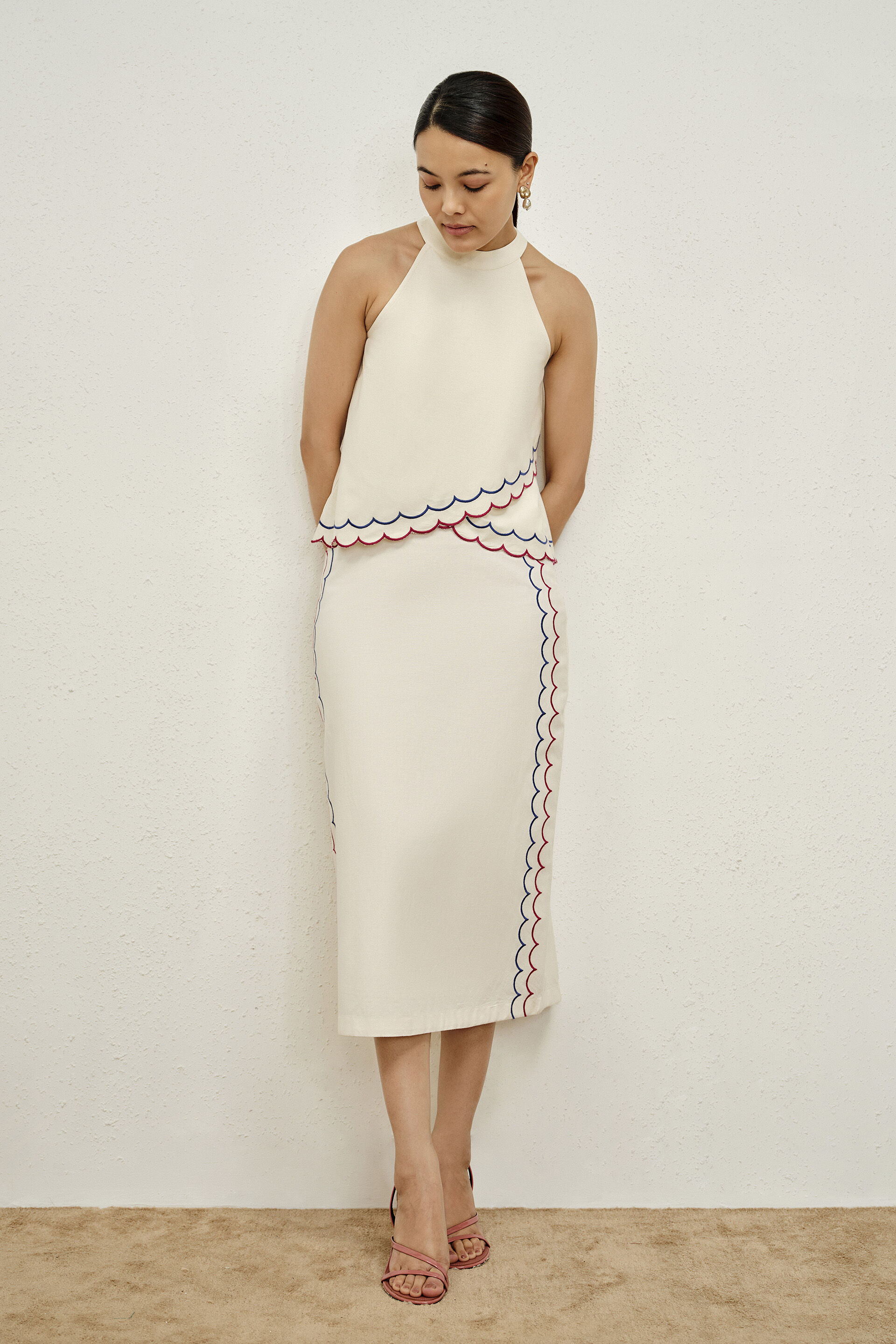 Tulip Wrap Halter Neckline Top in Natural, Natural, image 2